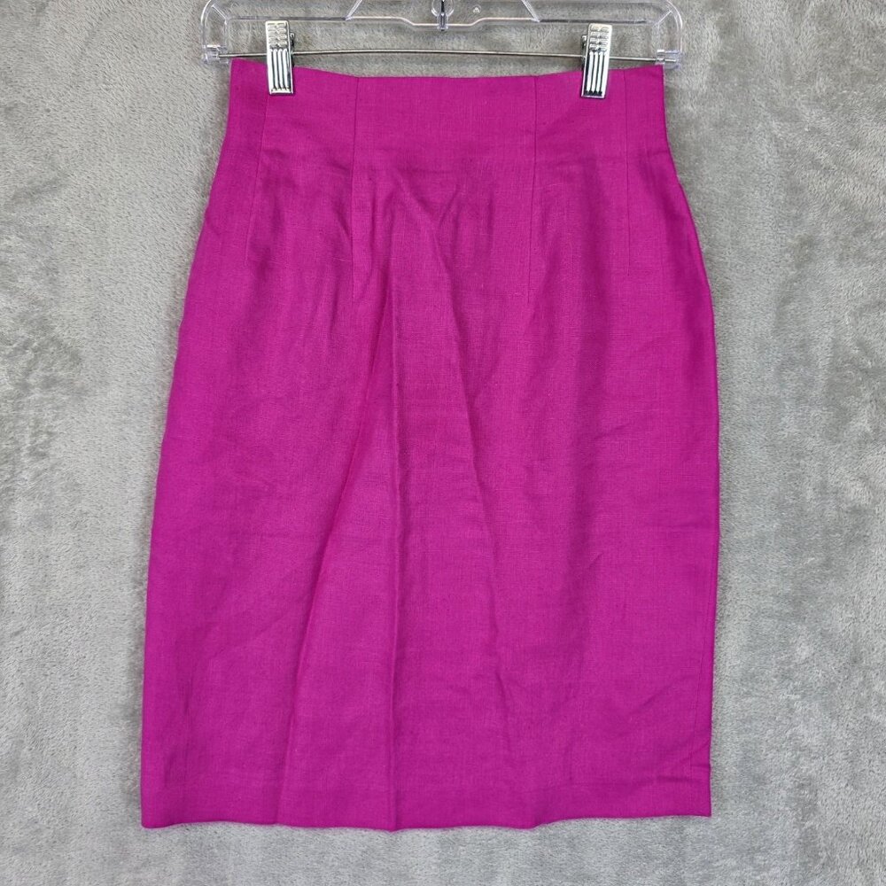 Collection Point Of View Skirt Womens 4 Pink Linen Pencil Knee Length Lined